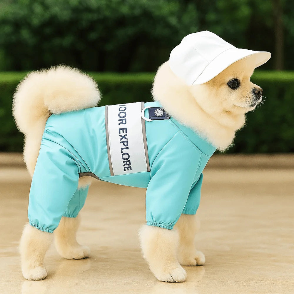 Windproof Dogs Raincoat Adjustable Straps with D Ring Dog Hooded Raincoat Antifouling Dog Rain Gear Outdoor Activities