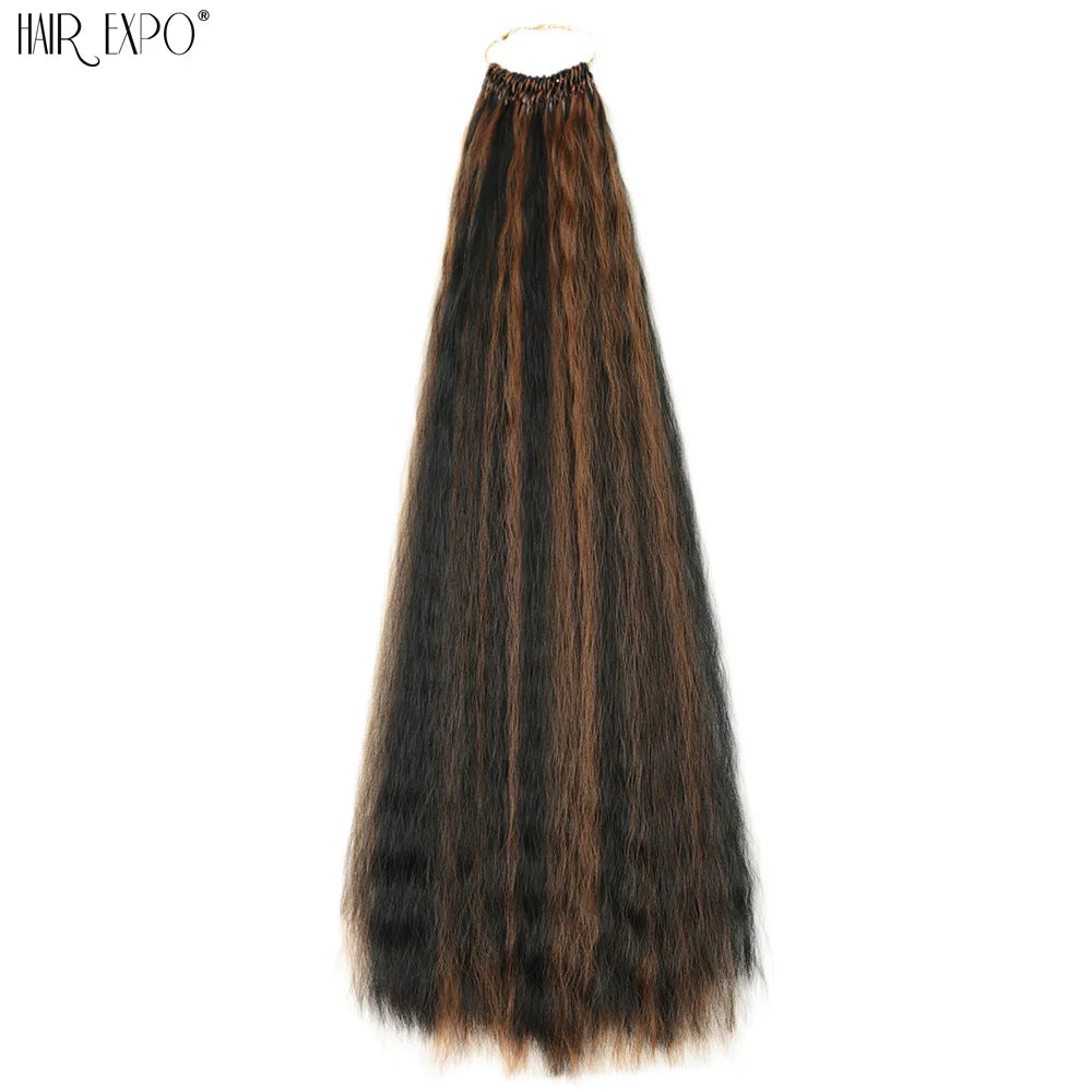 22Inch Synthetic Yaki Straight Crochet Hair Afro Kinky Straight Fake Hair Extensions Ombre Braiding Hair Bundles Hair Expo City