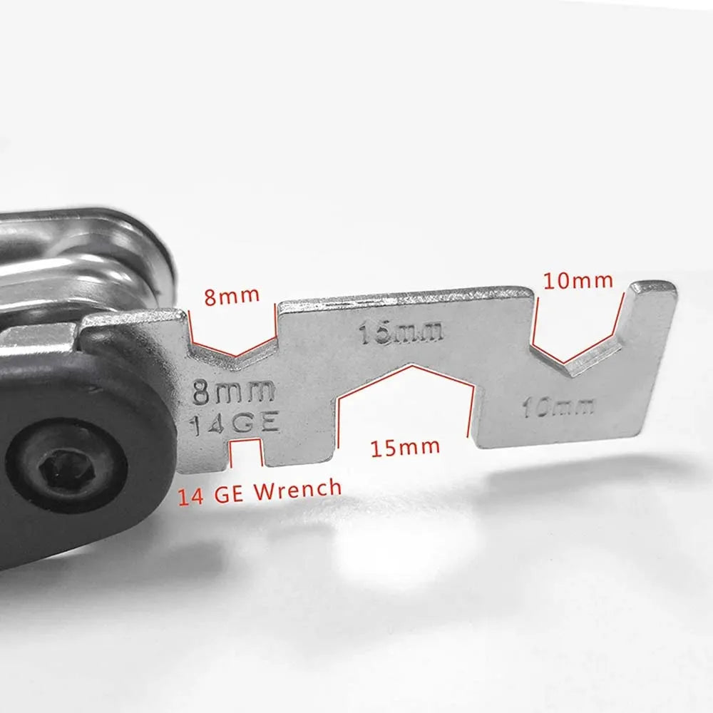 Kit de herramientas portátiles de reparación de bicicletas 16 en 1 Llave hexagonal Tuerca Destornillador para neumáticos Herramientas de reparación de motocicletas y bicicletas