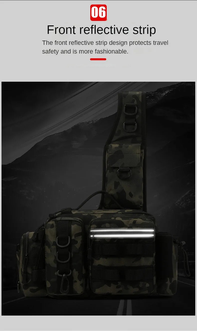 Fishing Tackle Backpack Lure Box Gear Storage Bag Fanny Pack for Men Fly Fishing Backpack with Rod Holder Sling Shoulder Bag