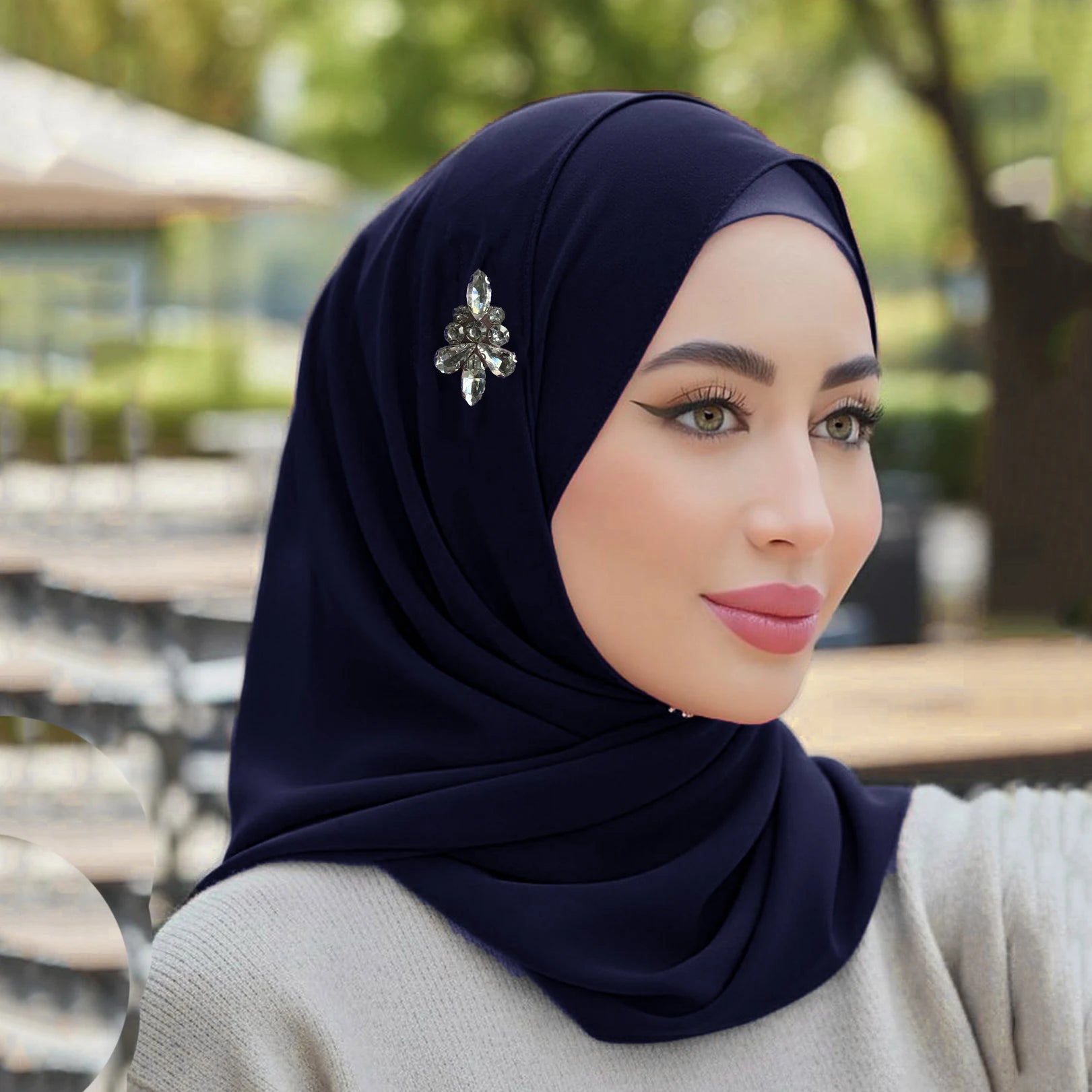 Rhinestone Chiffon Hijab