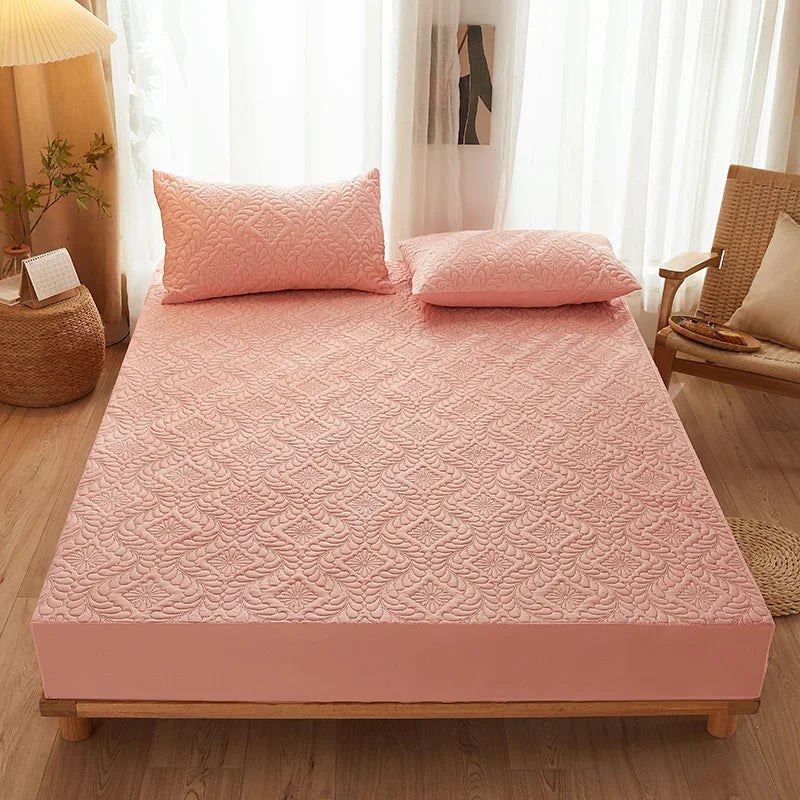 Vattert vanntett madrassbeskyttertrekk elastisk lakenstil dobbeltsengbeskyttelsespute twin queen king 140 160x200cm