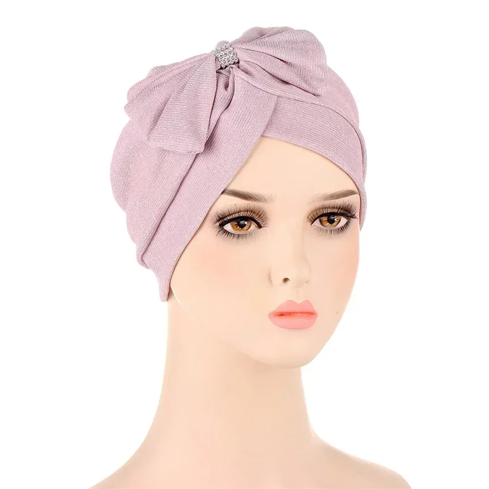 Sombrero turbante indio nuevo con nudo y lazo para mujer, hijab musulmán, pañuelo africano para la cabeza, gorro, gorro para pérdida de cabello, gorro de quimioterapia, pañuelos para la cabeza