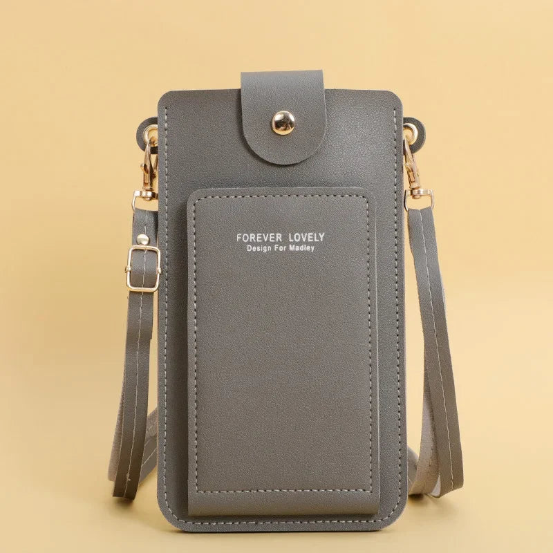 Women’s Soft Leather Touch-Screen Crossbody Wallet Purse