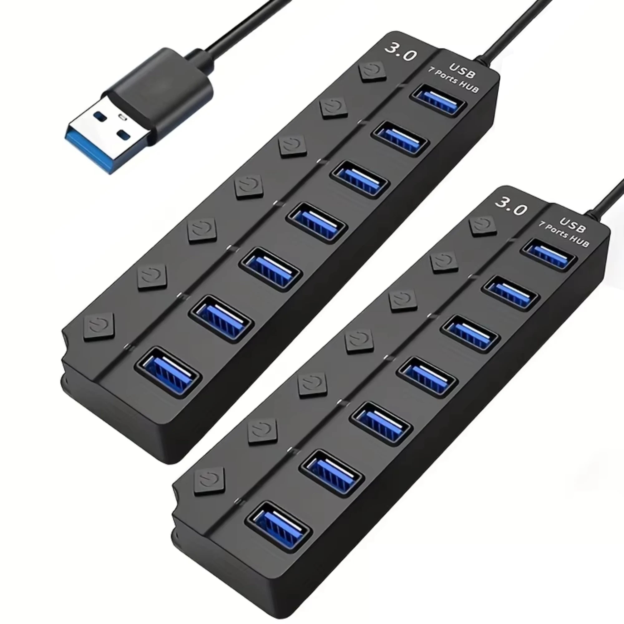 Concentrador USB 3.0 de 4/7 puertos con indicador LED, control de interruptor independiente para laptop, unidad flash, disco duro, impresora, cámara, teclado
