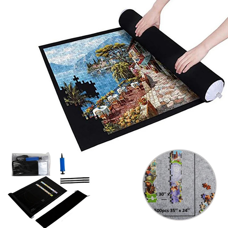 Rompecabezas Pad Jigsaw Roll Fieltro Tapete Alfombra Rompecabezas Manta Para Hasta 1500 Piezas Accesorios De Rompecabezas Nueva Bolsa De Almacenamiento Portátil De Viaje