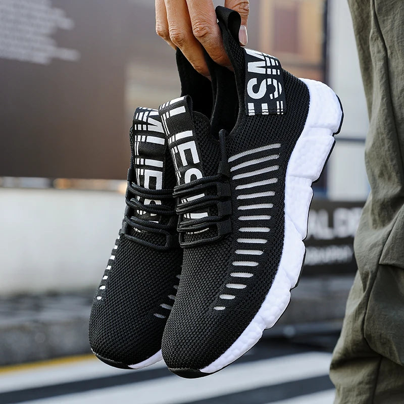 Zapatillas de deporte para hombre, de malla transpirable, color blanco, para correr, tenis, calzado deportivo cómodo para exteriores para hombre, zapatillas informales, Tenis Masculino