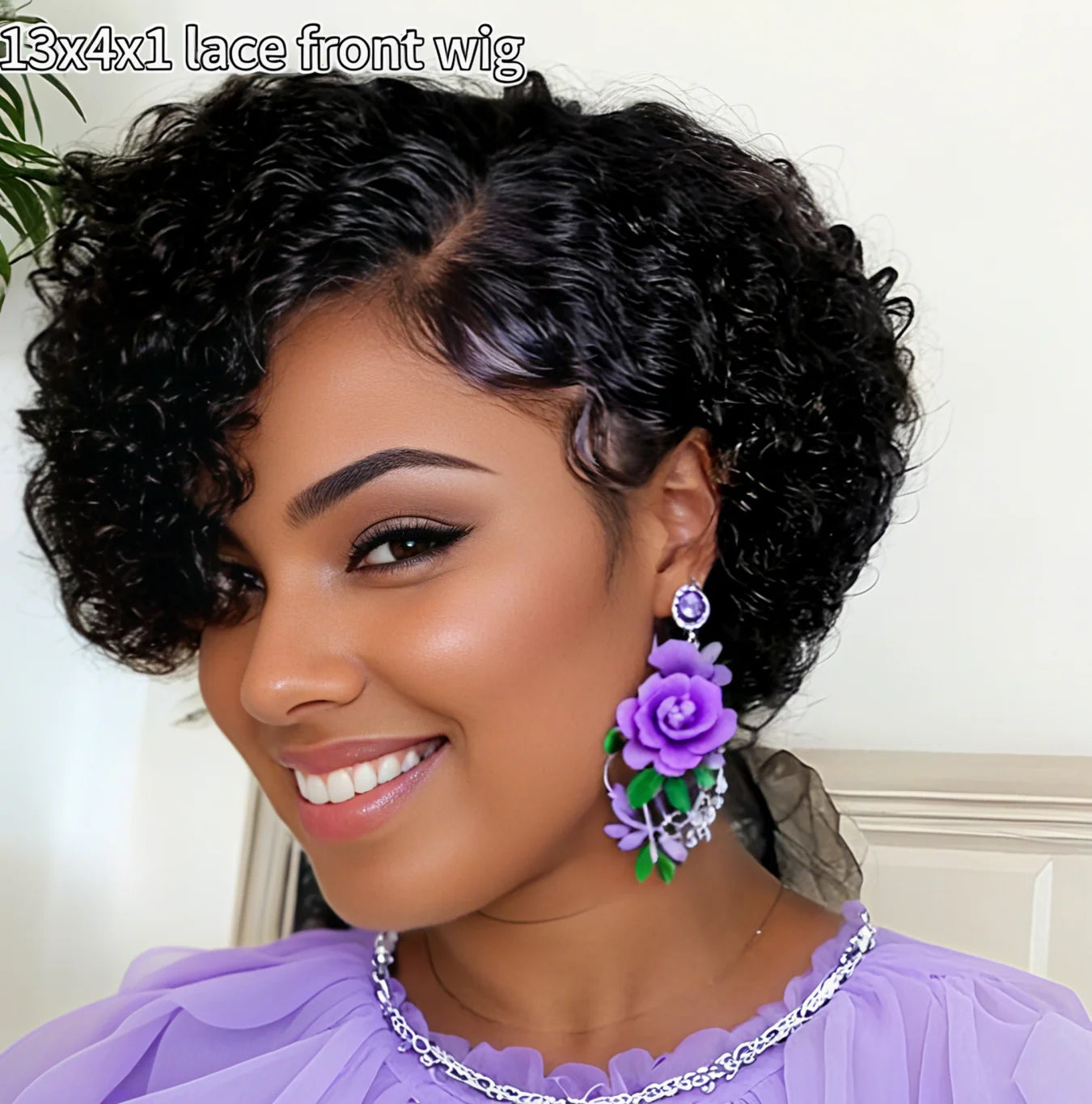 13x4x1 Water Wave Pixie Cut Wig