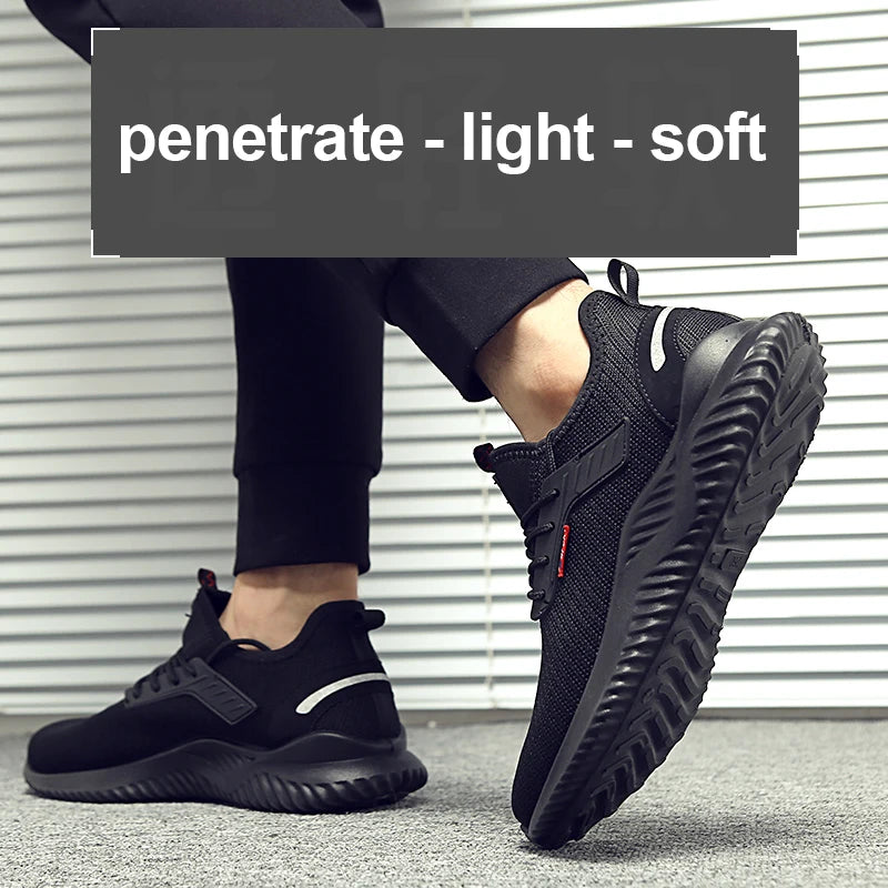 Zapatillas de trabajo con puntera de acero para hombre, zapatos de seguridad a prueba de perforaciones, botas de trabajo, calzado de seguridad indestructible de moda