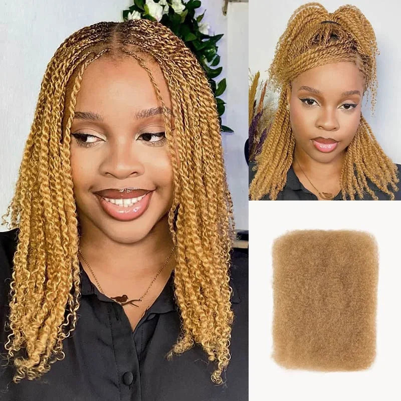 Cabello humano Afro Kinky asequible a granel para rastas Calidad Kinkys Cabello para reparación de rastas, trenzas retorcidas a granel para extensiones