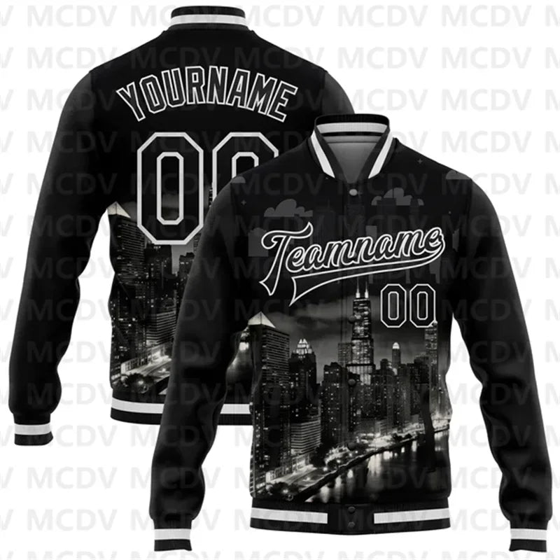 Pittsburgh City Edition Varsity-jakke – Tilpasset 3D-bomberjakke i svart og gull