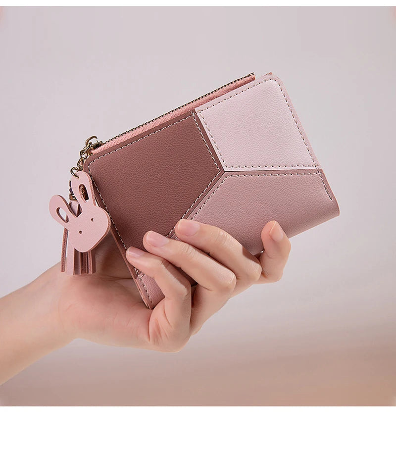 Cartera de mujer de marca de lujo hecha de piel sintética Tarjetero femenino Monederos portátiles para mujer Pequeños monederos con cremallera Regalo para niña