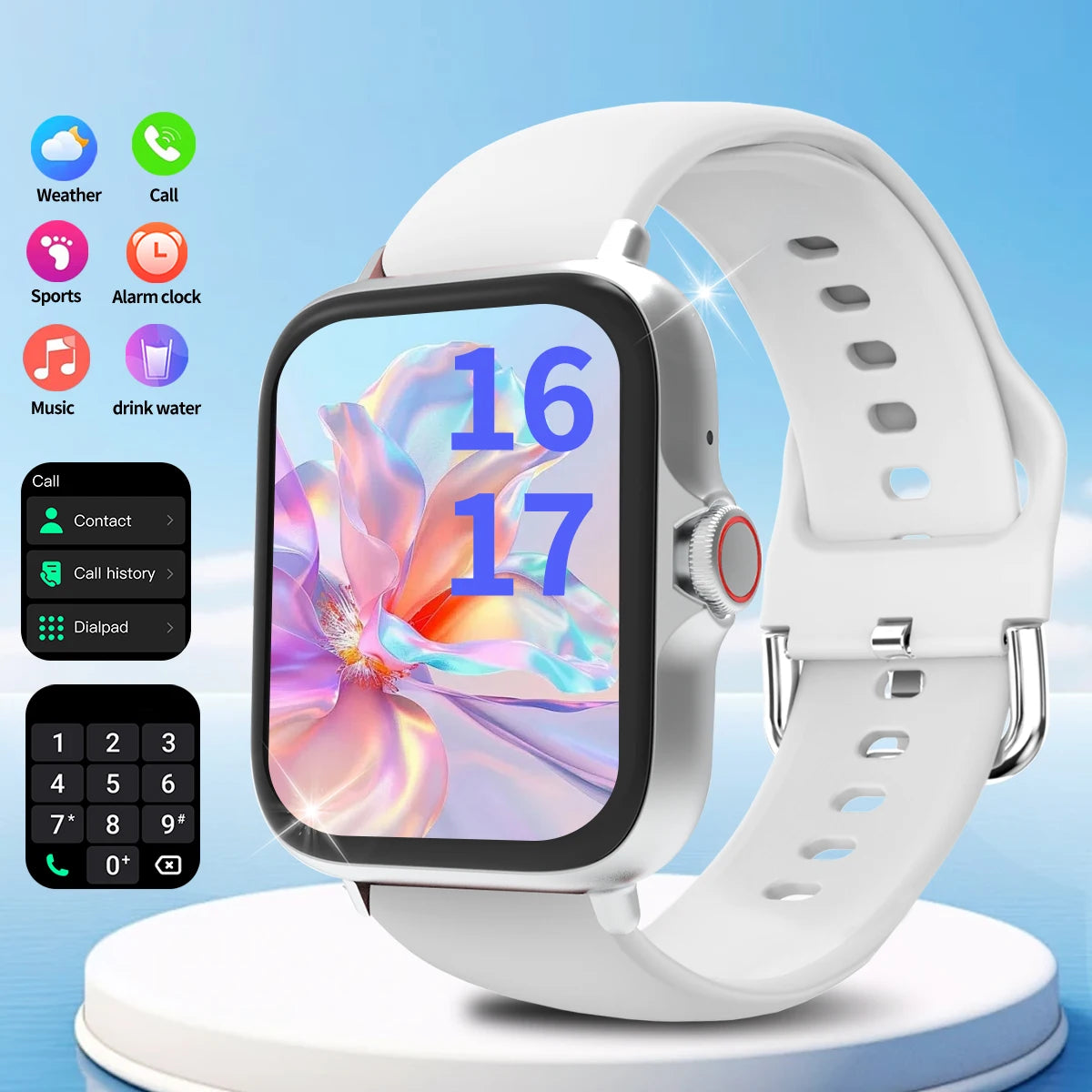 El smartwatch tiene función de llamada, notificación de mensajes, diseño ultrafino, es compatible con Android y iPhone, regalo neutro, múltiples