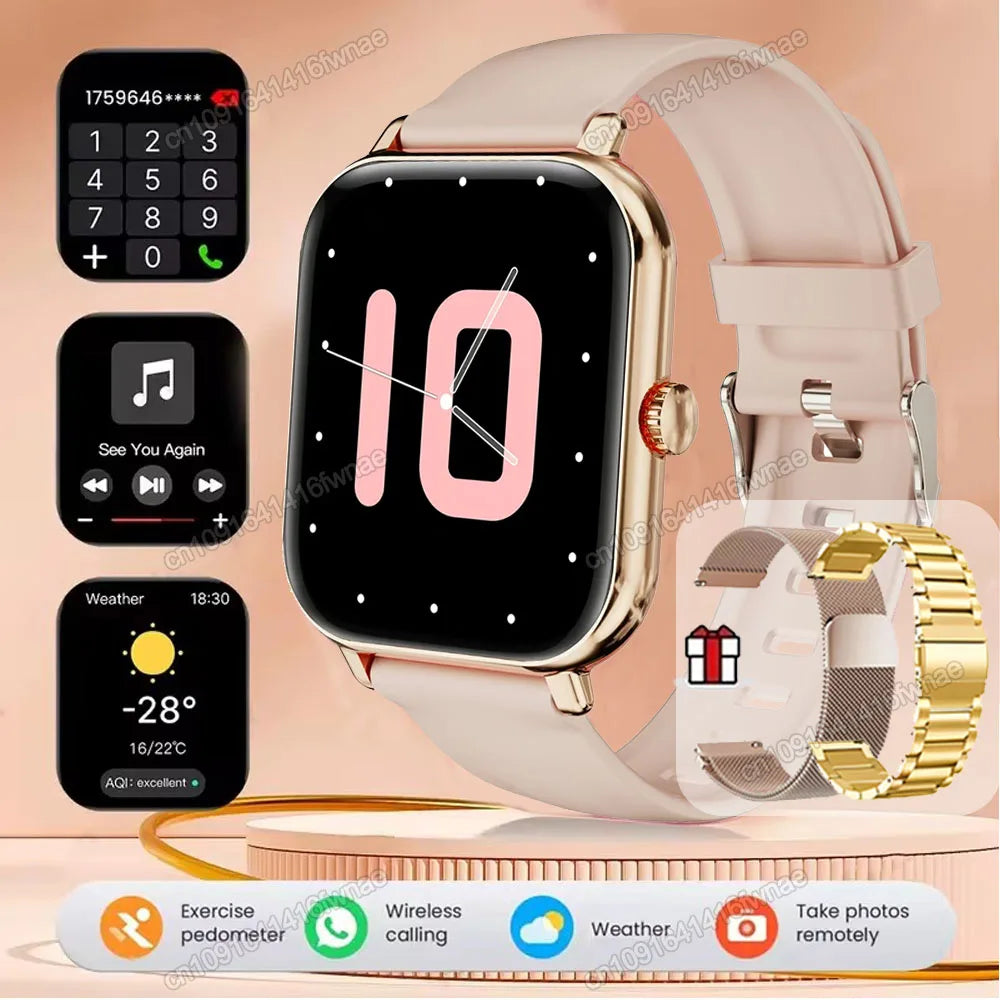 Smartwatch para Android IOS Relojes Pantalla HD de 2.01 pulgadas Llamada Bluetooth Alerta de Mensajes Música Modo Deportivo Smartwatch para Hombres Mujeres Regalo