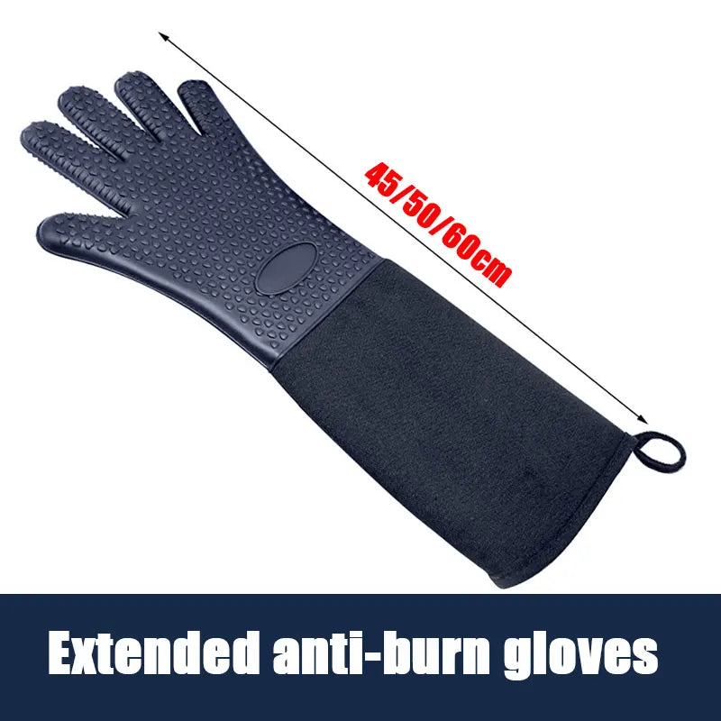 Guantes de horno de silicona profesionales extralargos con forro acolchado Guantes de horno para parrilla resistentes al calor duraderos Herramientas para hornear