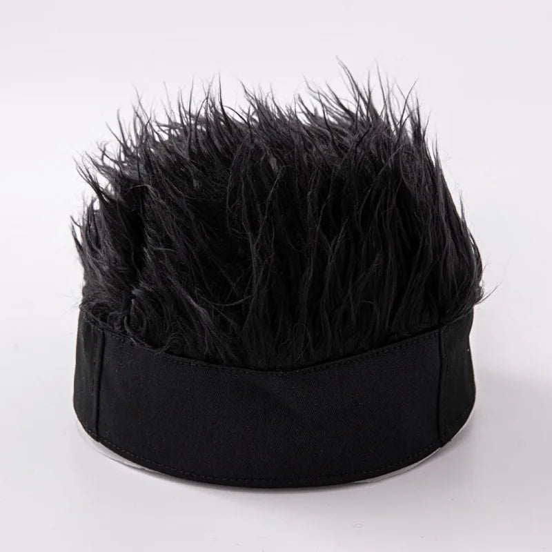 Gorro de pelo sintético corto para hombre, gorro de hip hop, gorro de calavera, peluca de tupé, gorro de pelo falso con púas, pelucas, diadema corta de melón, gorro