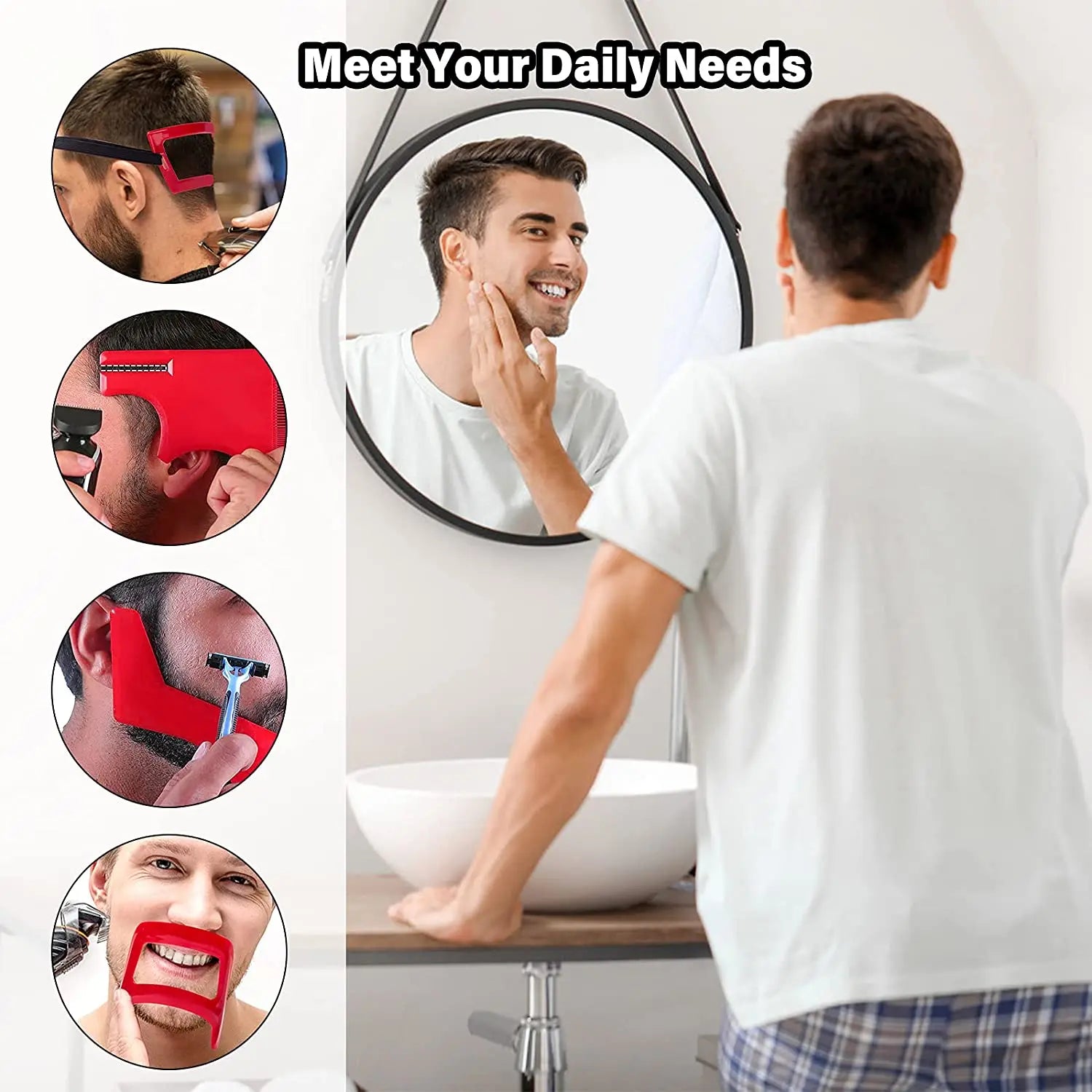 Kit de corte de pelo, barba, perilla, plantilla para afeitar el escote, herramienta para dar forma a la línea del cabello, kit de peluquería, suministros de barbería