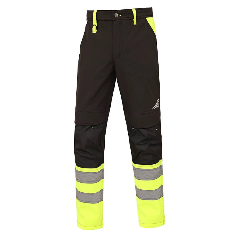 Trajes de trabajo de alta visibilidad amarillos para el invierno, conjunto de chaqueta impermeable de alta visibilidad 3 en 1 con forro y pantalones de trabajo para hombre