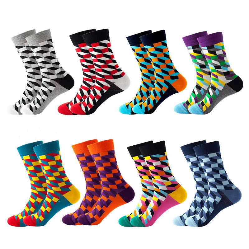 Lot de 49 chaussettes unisexes à motif de treillis, style hip-hop, streetwear, skateboard, tendance, 100 % coton