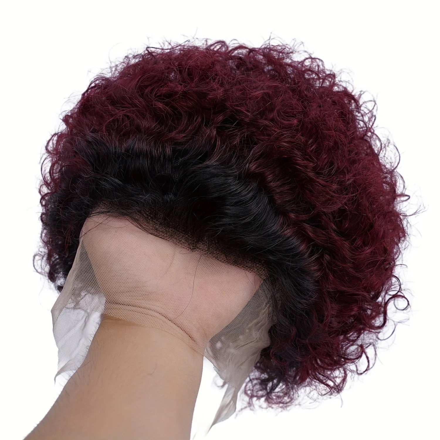 Peluca de cabello humano corto y rizado con encaje frontal 13x1 brasileño de densidad 150%, pelucas frontales de encaje transparente Color 1B/30