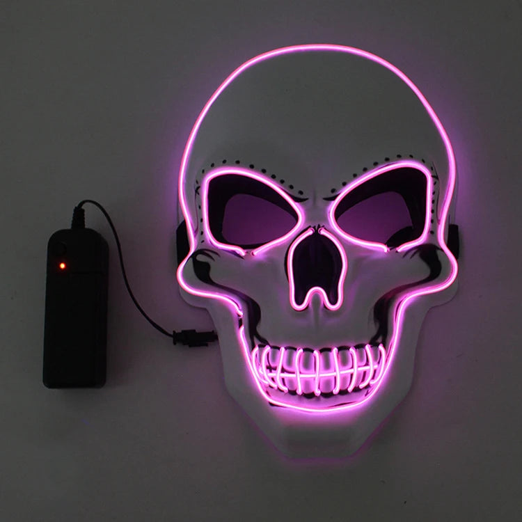 Máscara de calavera de terror de Halloween, máscara de luz fría LED, máscara LED de Halloween, máscara de cosplay, decoración de fiesta de Halloween, máscaras de calavera luminosas