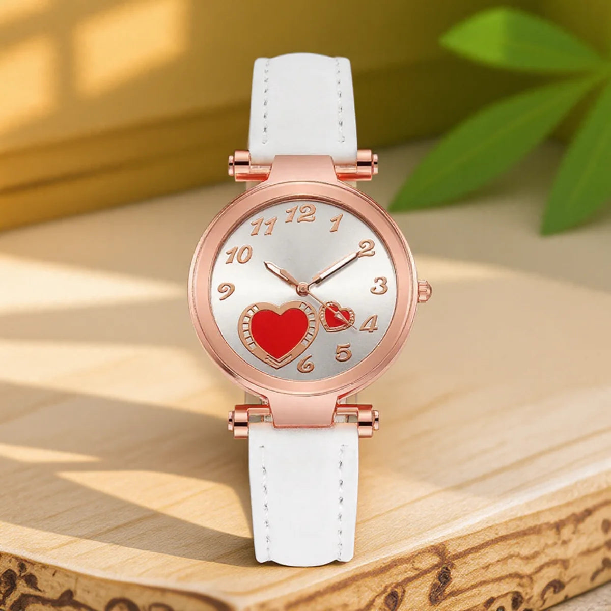 Reloj de moda para mujer, reloj de cuarzo con corazón de durazno para mujer, correa de cuero esmerilado, reloj de pulsera para mujer, reloj de vestir informal, regalo para ella