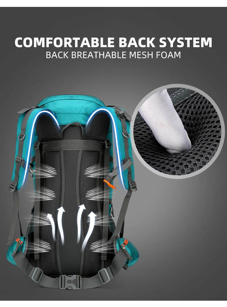 Mochila de senderismo, bolsa de camping, montañismo con funda impermeable para lluvia, mochila de día para hombres y mujeres, mochila de viaje al aire libre, pesca