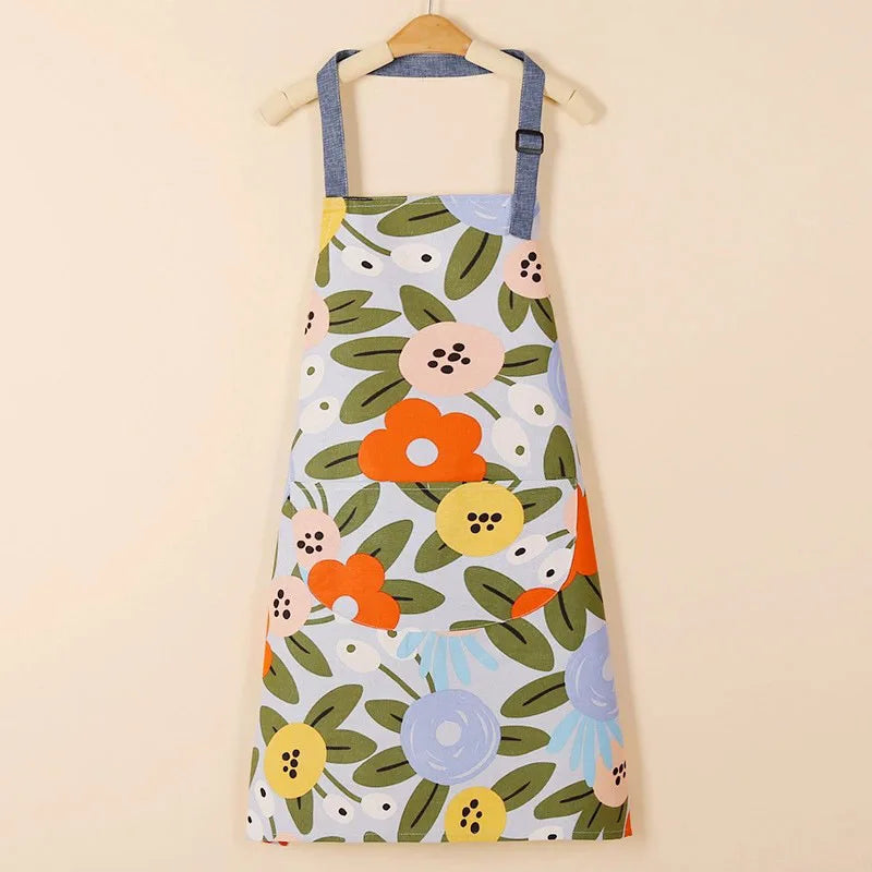 1 ud. Delantal de moda de tela de algodón, impermeable, engrosado, resistente a la suciedad, delantal de cocina y ropa de trabajo para el hogar, ropa de trabajo de jardinería