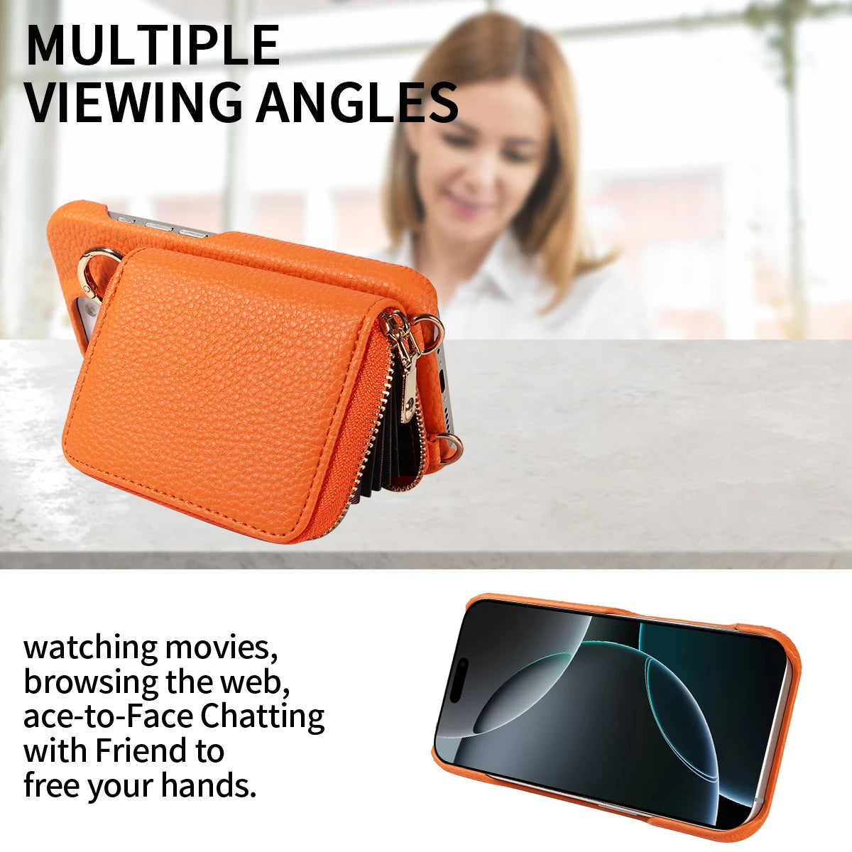 Étui de téléphone en similicuir de haute qualité pour iPhone 16e, 16, 15, 14, 13, 12, 11 Pro Max, bandoulière, portefeuille avec emplacement pour cartes, anti-démagnétisation