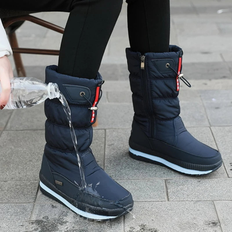 Botas de nieve para mujer, botas de invierno con plataforma, impermeables, antideslizantes, de felpa y piel, de media caña, botas de moda cálidas para mujer, Botas Mujer