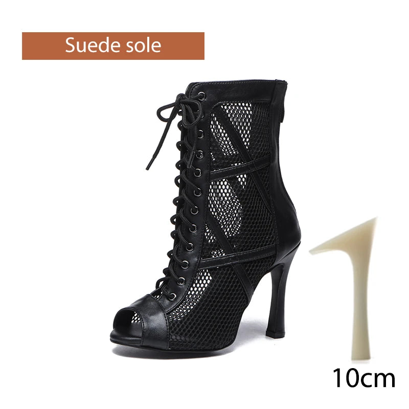 DKZSYIM Zapatos de baile latino para mujer, color rojo y negro, zapatos de jazz de salón de baile, tacones de 5-11 cm para mujer y hombre, para salsa y tango