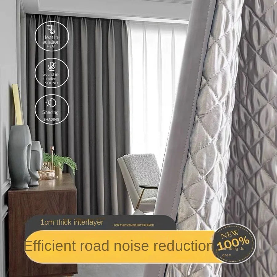 Noise Reduction Sound Insulation Bedroom Curtains Modern Simple 100% Blackout Curtains For Living Room Balcony Window Blinds