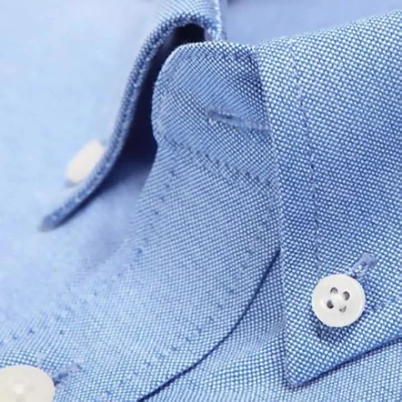 Herreskjorte med korte ermer, sommerlig casual, Oxford-stoff, ensfarget, enkel, trendy, komfortabel og av høy kvalitet, gatestil