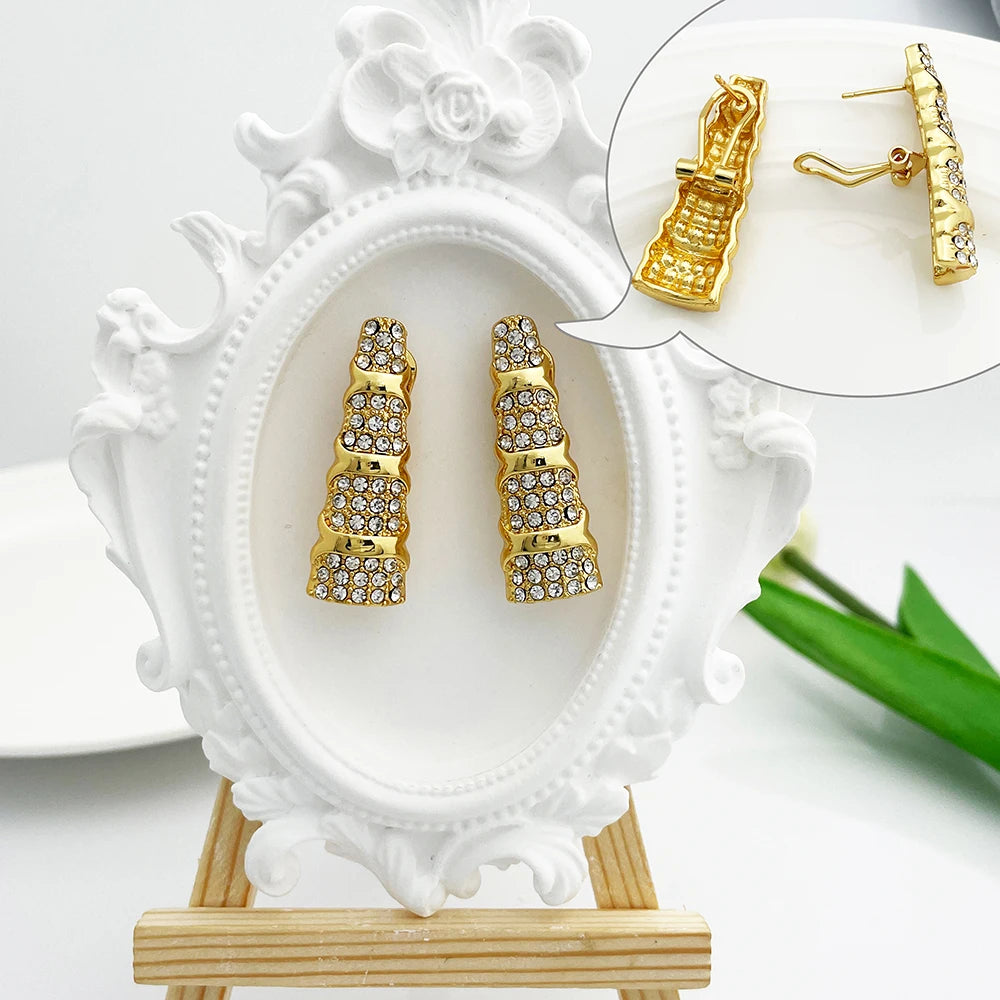 Juego de joyas de Dubái para mujer chapado en oro de 18 quilates, lujoso conjunto de collar, pendientes, pulsera y anillo, joyería para fiesta de boda, tendencia