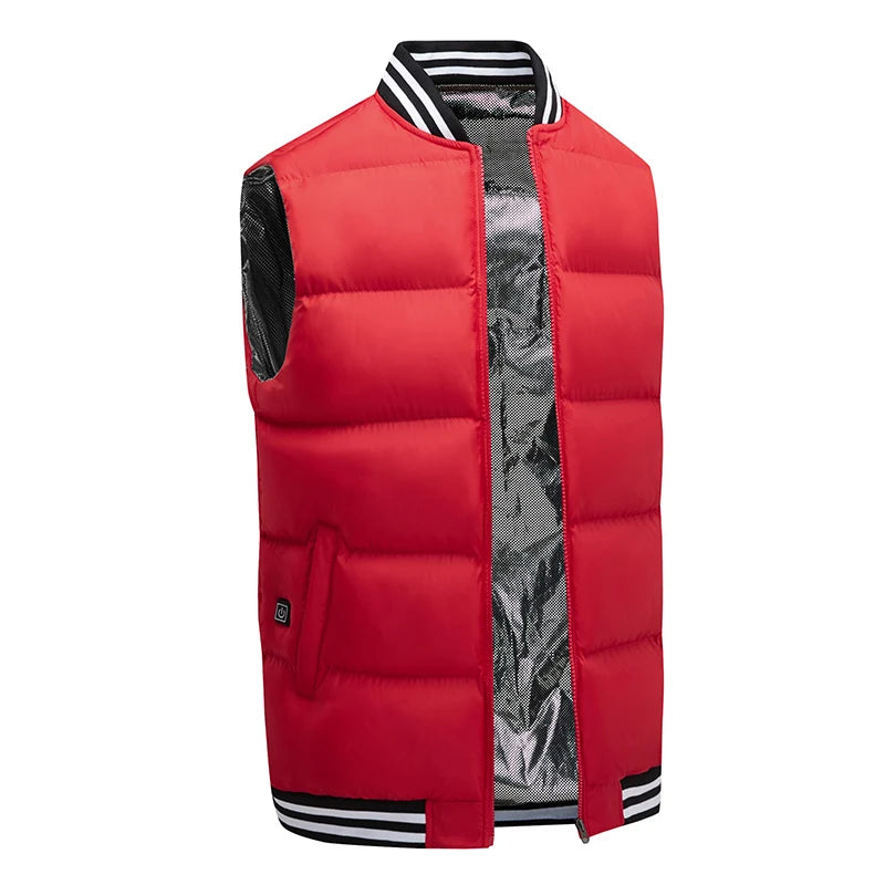 Gilet chauffant intelligent d'hiver pour homme, veste polaire chauffante électrique USB, veste chauffante pour randonnée en plein air, veste chaude thermique chauffante