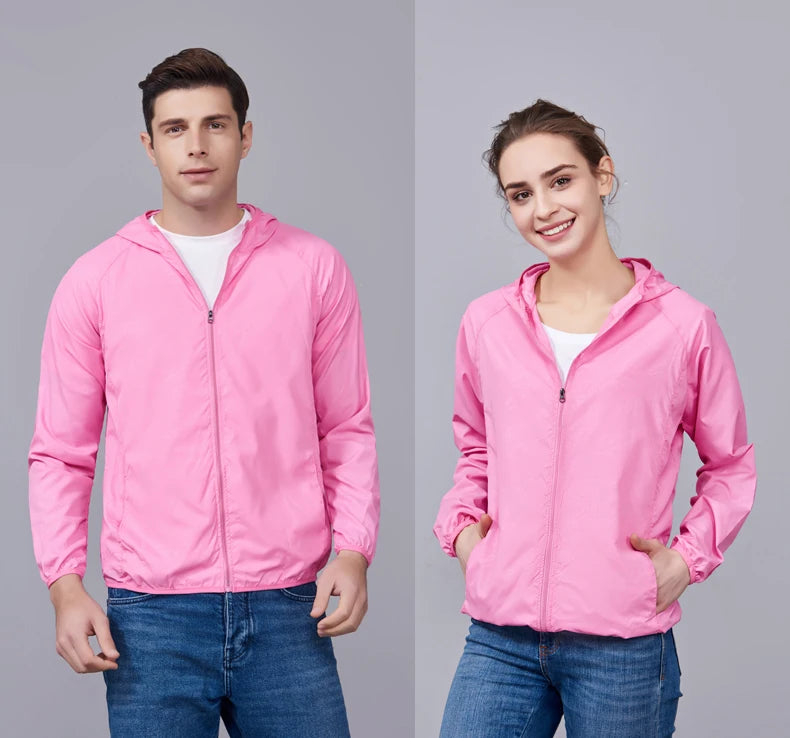 Chaqueta de senderismo JNLN para hombre y mujer, impermeable, con protección solar, cortavientos, unisex, para camping, escalada, para exteriores, impermeable, ropa portátil