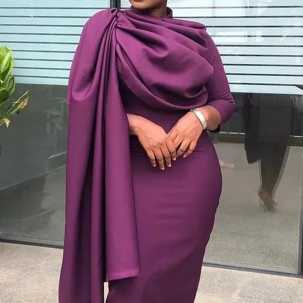 African Dresses for Women Spring New Arrival African Long Sleeve Solid Color Midi Bodycon Dress Dashiki Africa Clothing