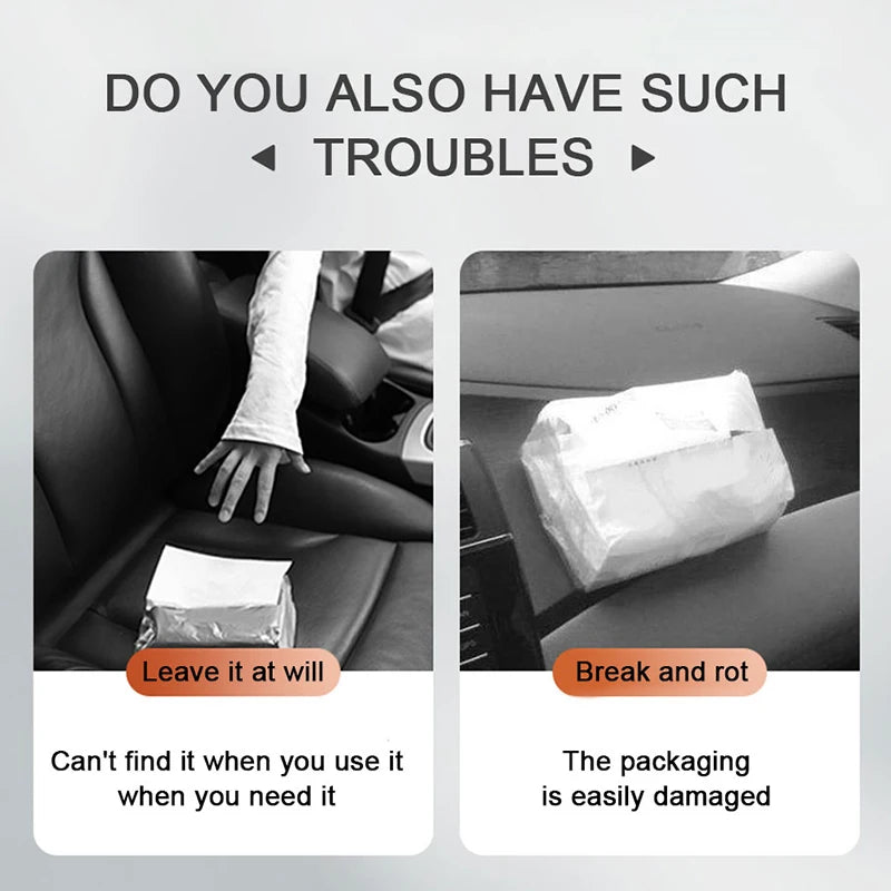 SEAMETAL Parasol de coche con dispensador de pañuelos, caja de pañuelos universal para interior de coche, bolsa de almacenamiento de toallas de papel de fibra de carbono, cajas de pañuelos para parasol