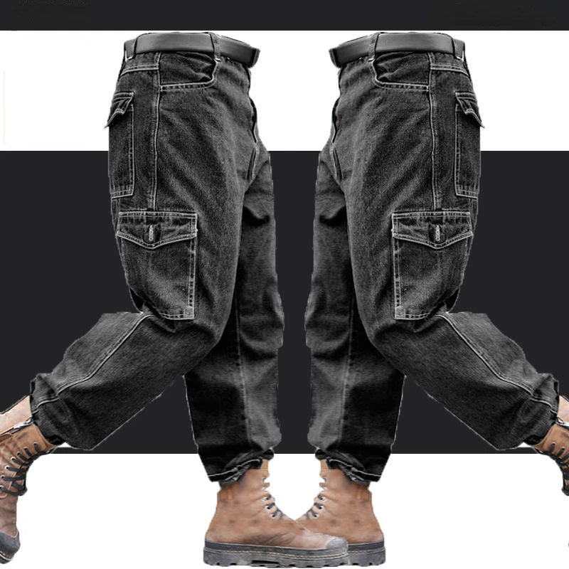 Peto pantalón ropa de hombre pantalones resistentes al desgaste anti-escaldaduras engrosamiento algodón ropa de trabajo de mezclilla pantalones de trabajo múltiples bolsillos
