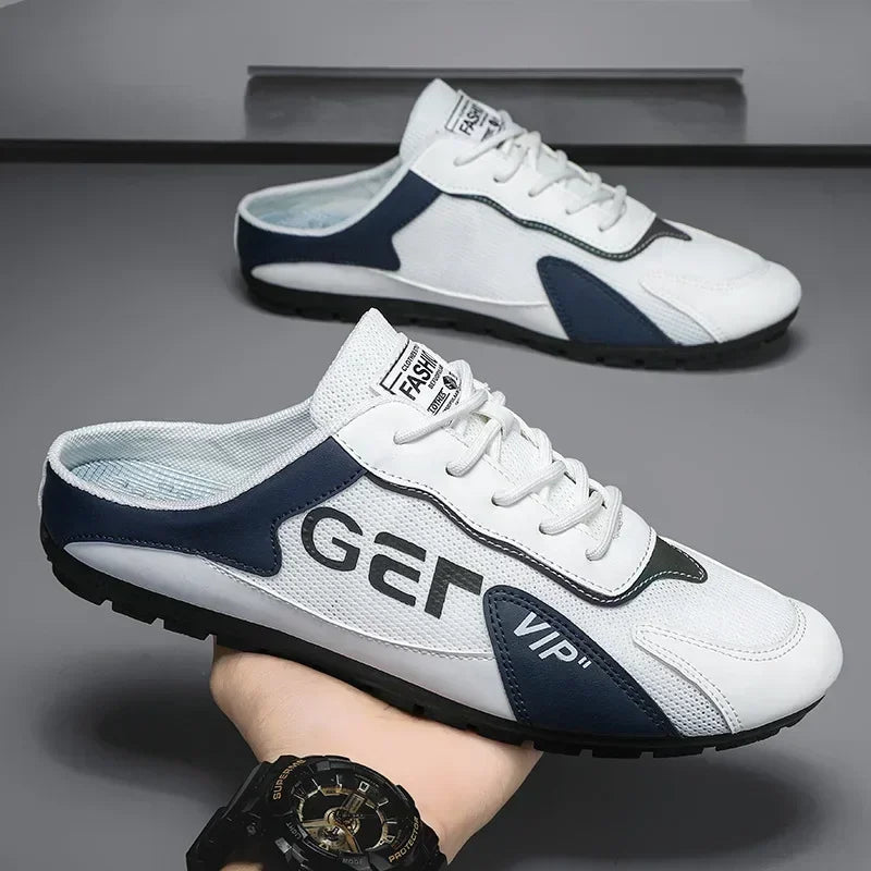 Nueva Tendencia de Pantuflas para Hombre Zapatos Baotou para Hombre Verano Transpirable Zapatos Casuales Planos Vulcanizados Zapatillas Deportivas Masculinas Zapatos Semi Abiertos