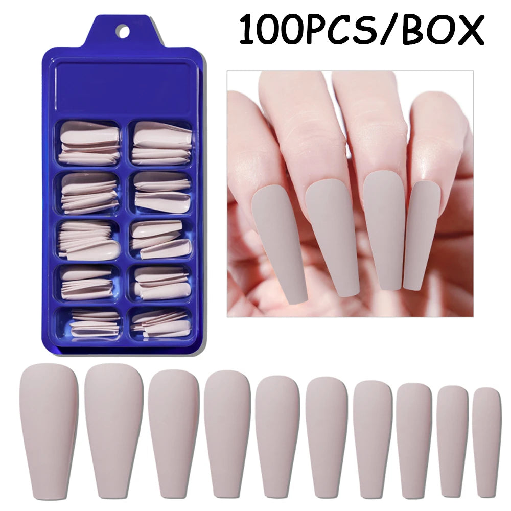 150/100/24Pcs Pink Matte French Press On Nail Tips Soft Full Cover Fake Nails Oval Almond False Nails Natural Extension Manicure