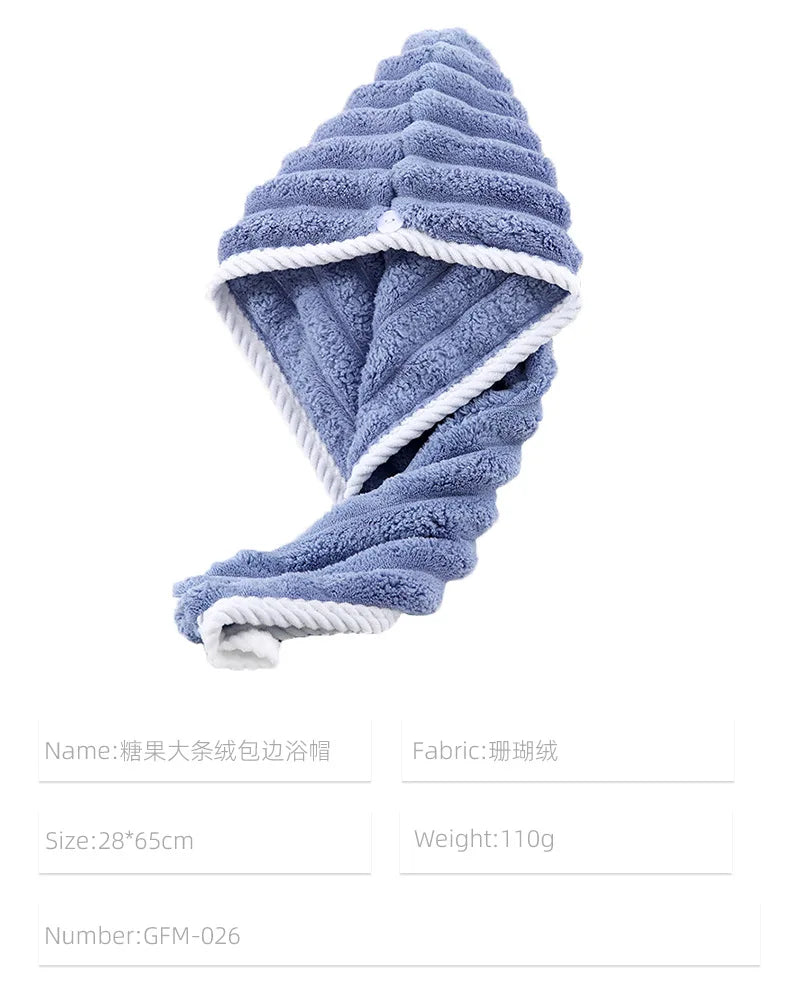 Gorro Secador de Pelo para Mujer, Gorro de Microfibra Grueso y Súper Absorbente para Secar el Cabello, Gorro de Secado Rápido, Toalla Turbante para el Pelo
