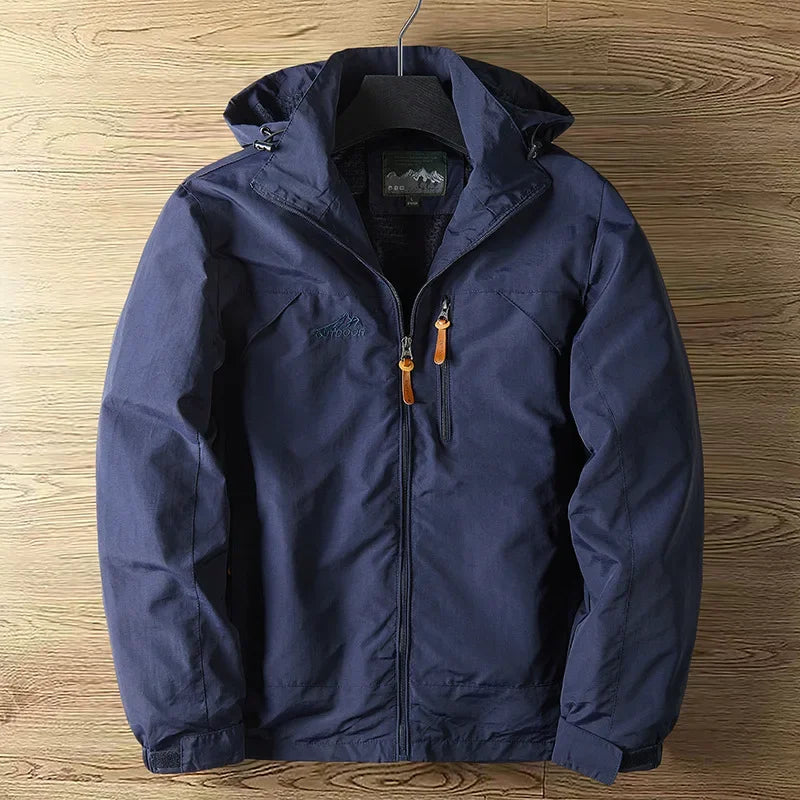 Chaquetas casuales de primavera y otoño para hombre, sección delgada, chaqueta perforada con capucha para hombre, versátil para escalada y ropa de calle