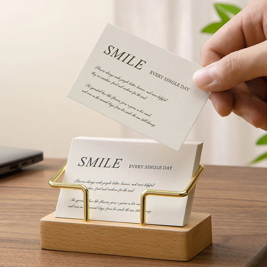 Tarjetero Organizador de Tarjetas de Negocio Soporte de Exhibición para Escritorio Accesorios de Oficina para Mostrador de Notas Estantería de Mesa Soporte de Madera para Tarjetas Almacenamiento en el Hogar