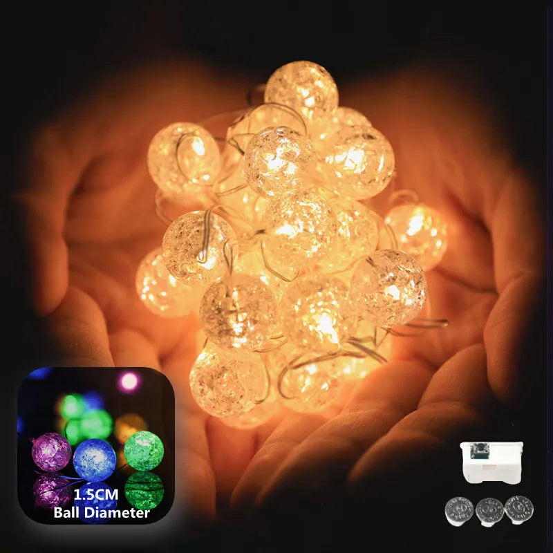 Guirnalda de luces LED, guirnalda de luces de hadas, guirnalda con pilas AG13, decoración navideña para bodas, árbol de Navidad, decoración de Año Nuevo