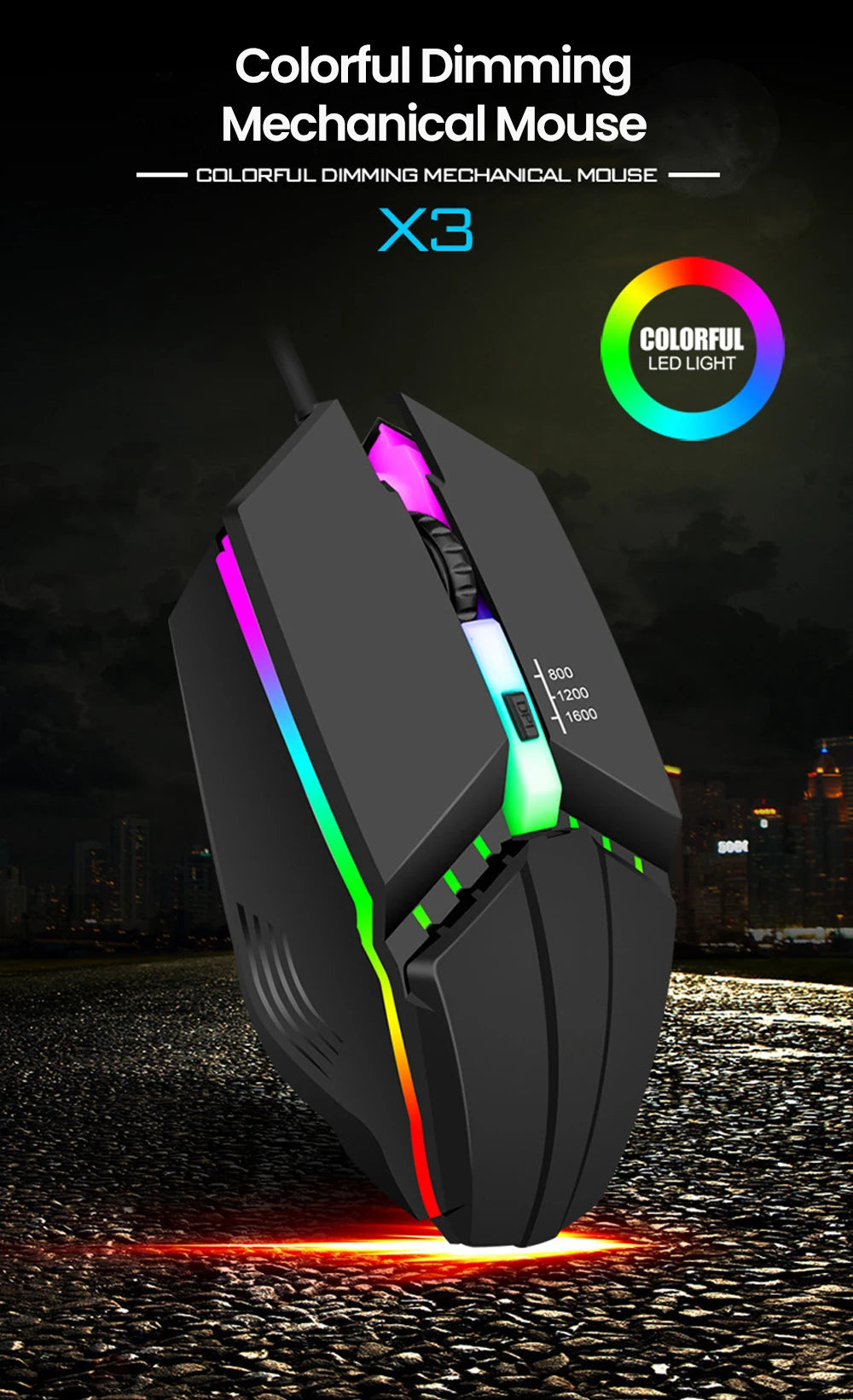 Mouse de gaming con cable Elough RGB – Silencioso, preciso y diseñado para el rendimiento