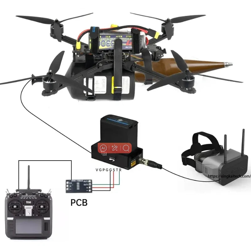 Fibra Óptica para Dron FPV, Dron Guiado por Fibra, Dron FPV de Carreras con Módulo Fotoeléctrico Antiinterferencias 2km/3km/5km/10km