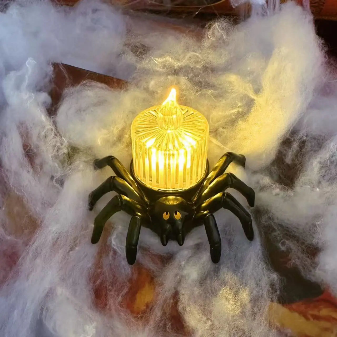 Decoración de Halloween de araña, luz LED de vela espeluznante, sin llama, parpadeo seguro, decoración de fiesta, ambiente festivo, vacaciones