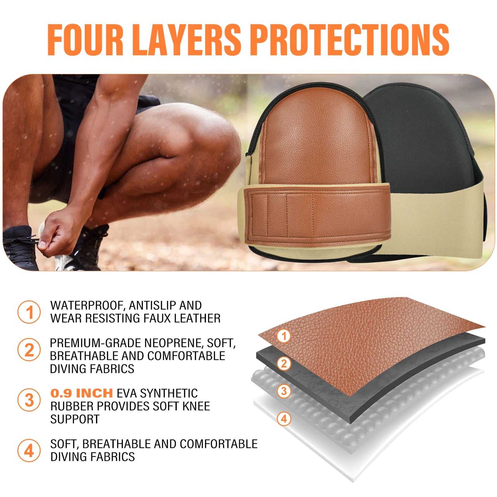 Rodilleras protectoras para hombre y mujer para jardín, albañil, talla grande, en pares