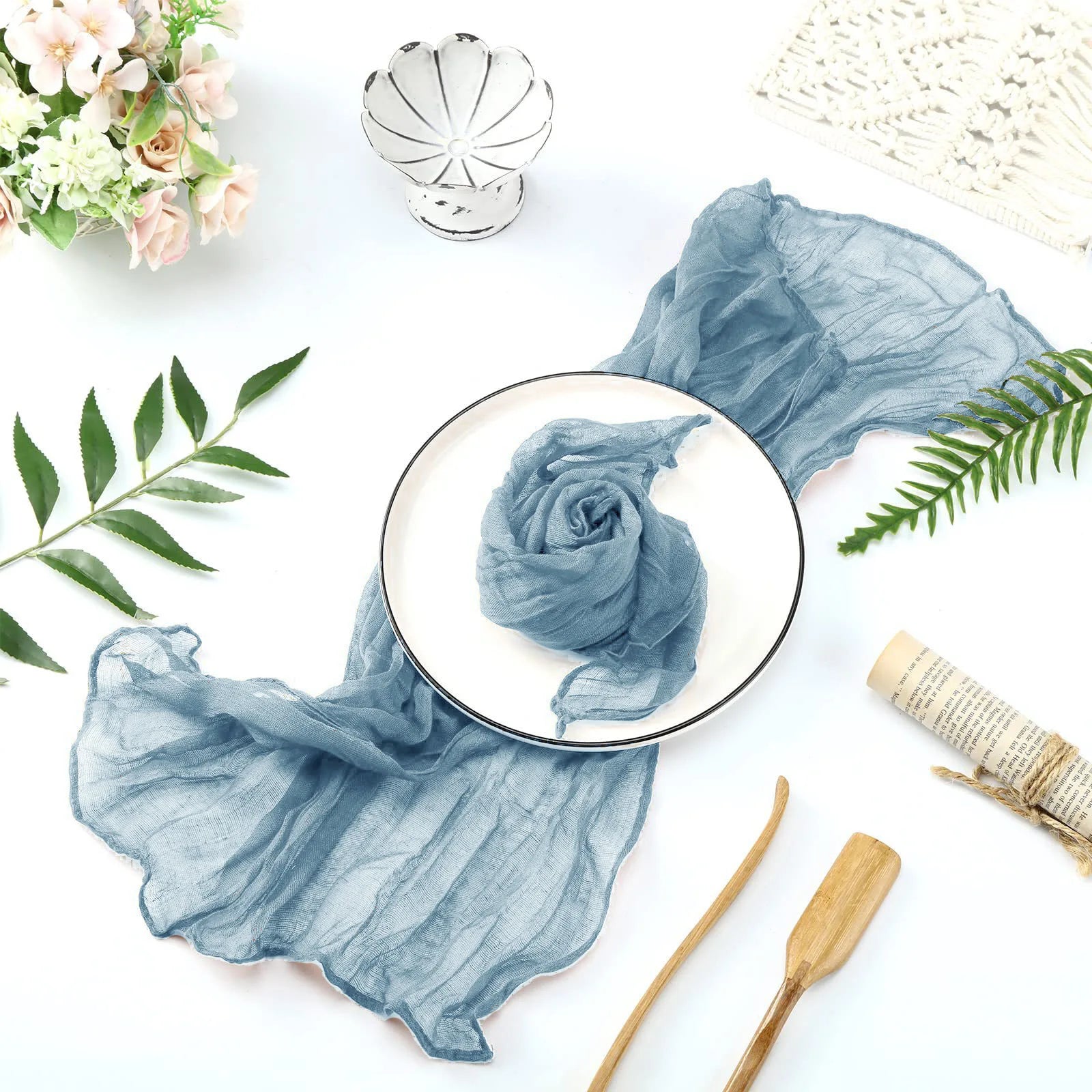 Servilletas arrugadas de 6 piezas Servilletas de algodón suave Servilletas decorativas de tela para bodas, fiestas, uso diario familiar